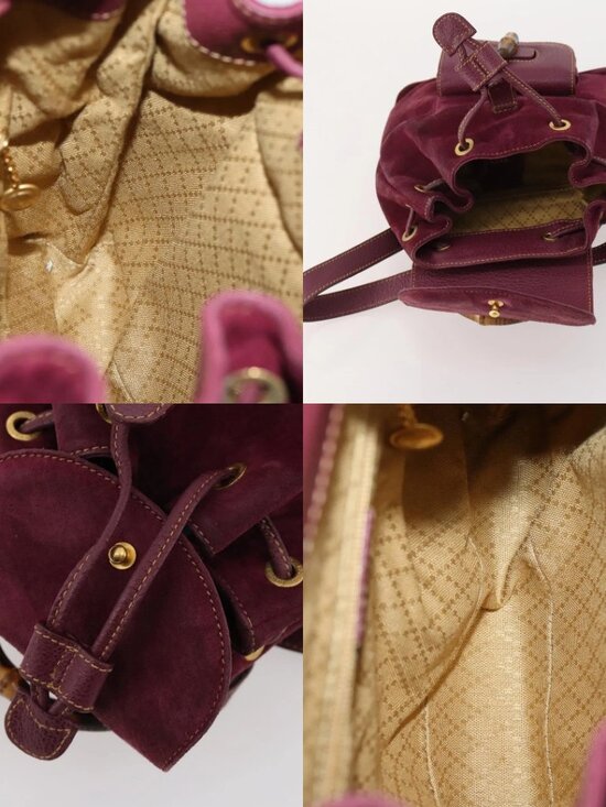 GUCCI Bamboo Backpack Suede Purple Gold 003 1705 0030 Auth BA10642 main image 4